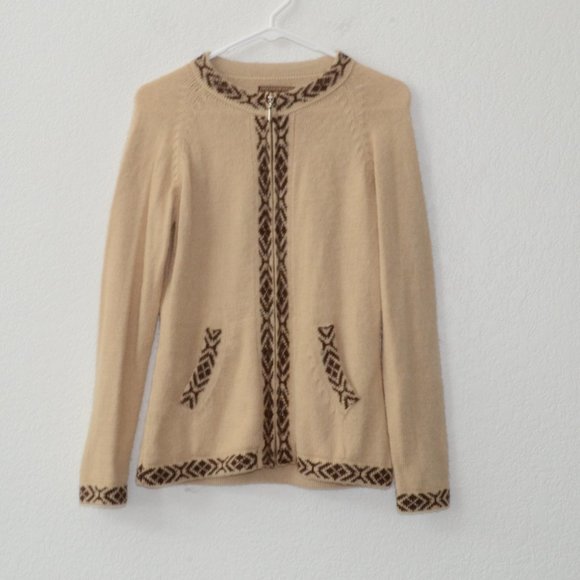 The Alpaca Connection Womens S Full Zip Sweater Nordic Print Blue Peru - Picture 2 of 16